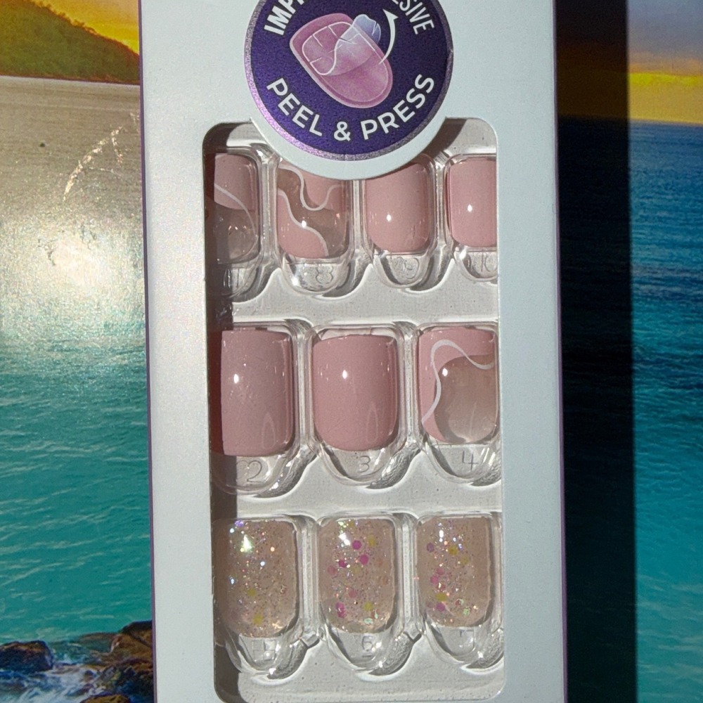 imPRESS Press-On Nails This Feeling Petite Pink Glitter Swirl 30ct NEW